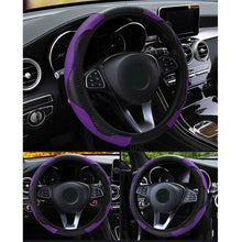 Load image into Gallery viewer, Black Purple Leather Car Steering Wheel Cover