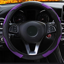 Load image into Gallery viewer, Black Purple Leather Car Steering Wheel Cover